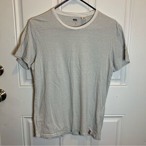 Levi's Men's White and Gray Striped Tee